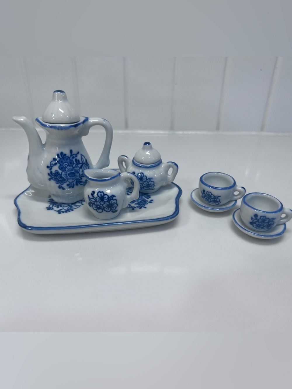 Miniature Doll House floral China Tea Set